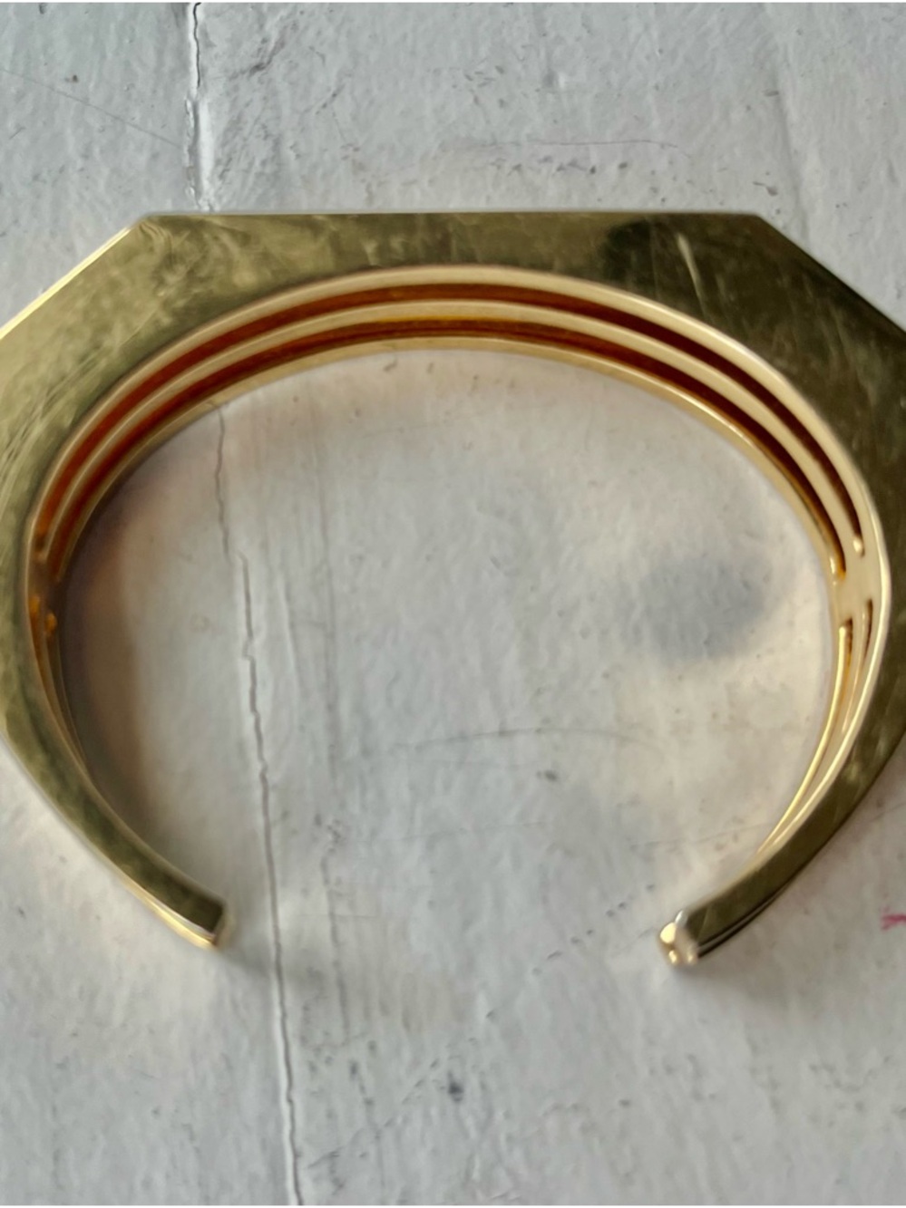 Club Monaco Stacked Gold Tone Geometric Cuff Bracelet - Picture 4 of 5